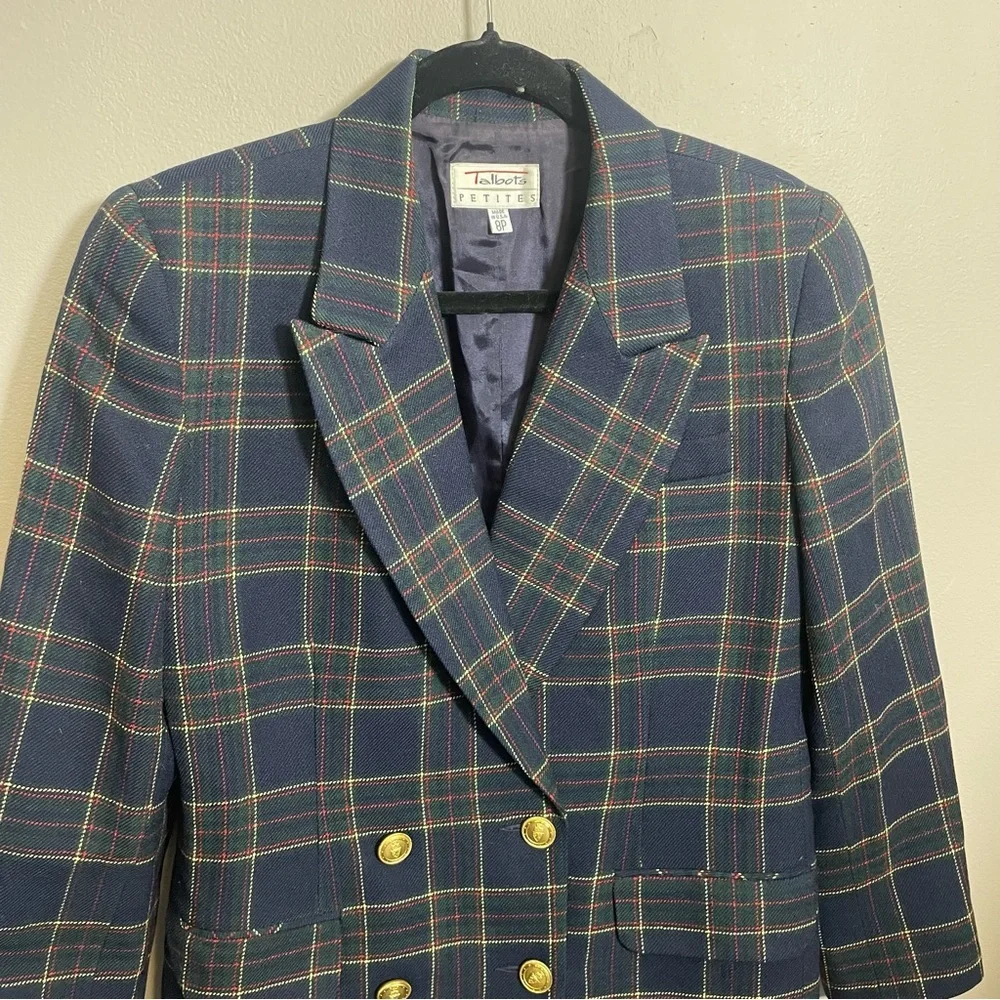 Talbots Vintage Plaid Wool Blazer size 8 petite - Picture 2 of 8